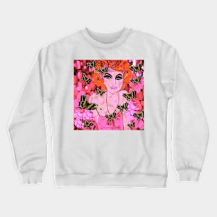 Beauty in Pink Flowers and Butterflies Vintage Crewneck Sweatshirt